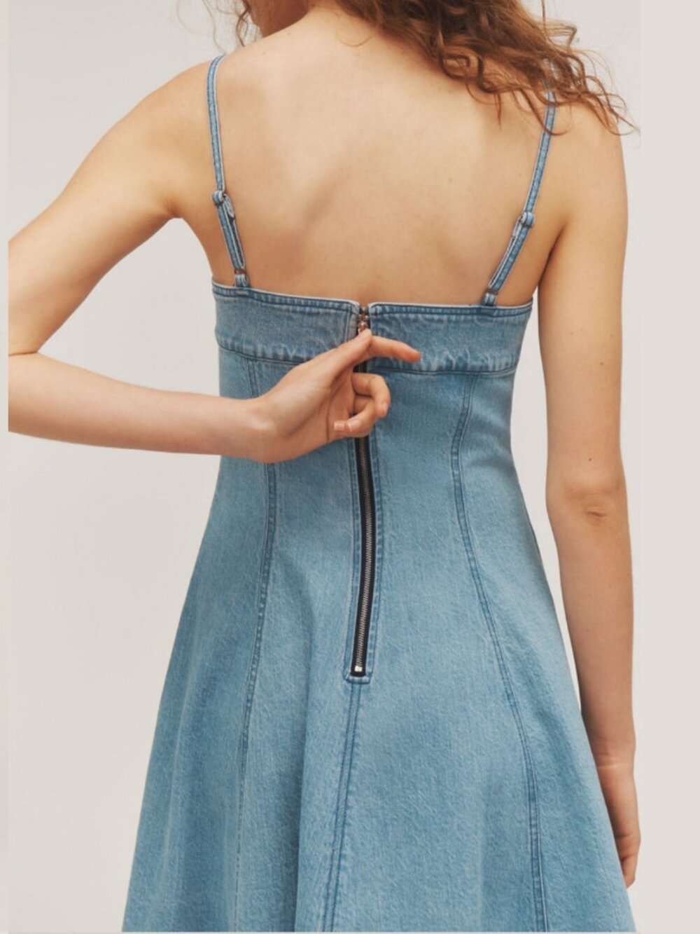 Anthropologie Pilcro Square Neck Seamed Chambray Midi Dress Small NWT - Picture 4 of 13